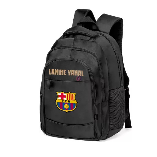 Prémium BARCELONA Iskolatáska személyre szabható, egyedi névvel "LAMINE YAMAL" Fekete
