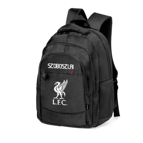 Prémium Liverpool Iskolatáska személyre szabható, egyedi névvel, "Szoboszlai" Fekete-Fehér