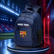   Prémium BARCELONA Iskolatáska személyre szabható, egyedi névvel "LAMINE YAMAL" Sötét kék