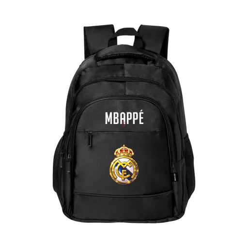 Prémium Real Madrid 2027 Iskolatáska személyre szabható, egyedi névvel "MBAPPÉ" Fekete