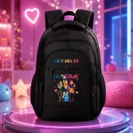   Prémium Démonvadászok Iskolatáska személyre szabható, egyedi névvel "KPOP 3" Fekete