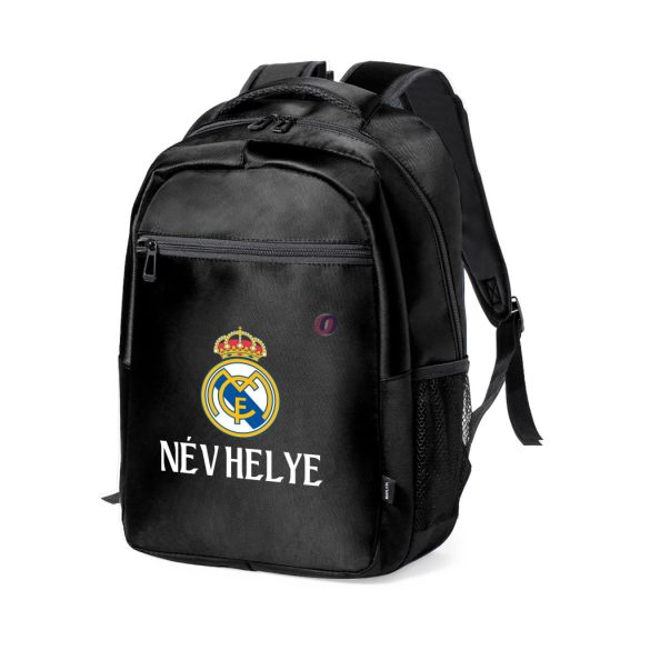 Real Madrid Iskolatáska, személyre szabható egyedi névvel, Fekete