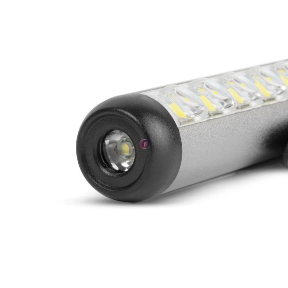 LED-es zseblámpa - munkalámpa móddal - 400 mAh akkumulátor - XPE + SMD LED - 500 lm - IP55 - ezüst