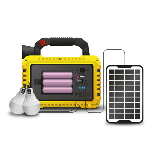 Multifunkciós kézi lámpa - szolár panel, USB-C - 6 világítási mód, 8 LED, 3600 mAh