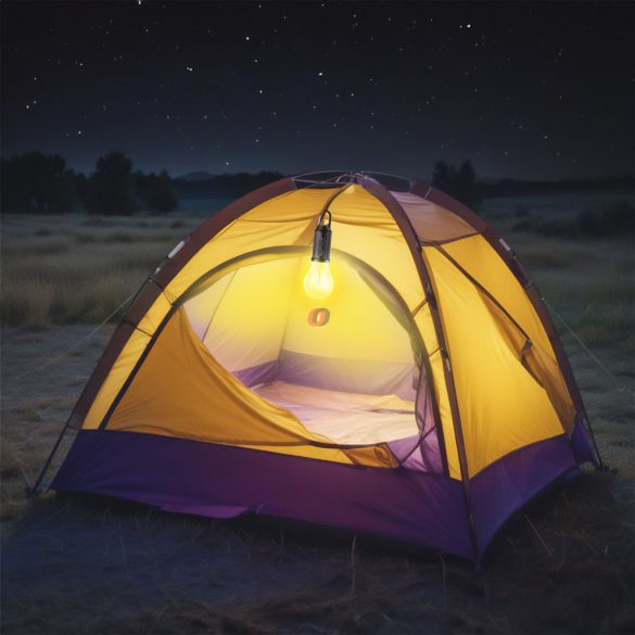 Felakasztható szolár kempinglámpa villanykörte alakú - USB-C - 100 lumen - 400 mAh