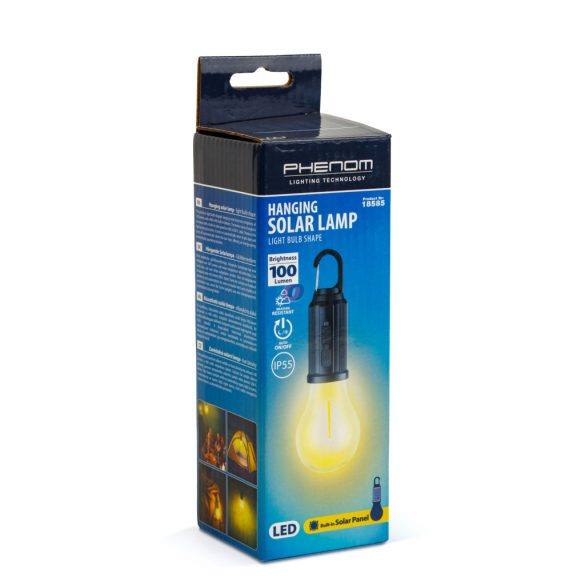 Felakasztható szolár kempinglámpa villanykörte alakú - USB-C - 100 lumen - 400 mAh