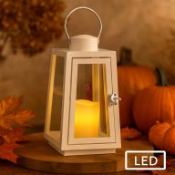 Ledes Lámpás 21 cm LED világtással, elemes fehér