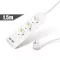 Elosztó 3-as - 3 x 1,5 mm² - 1,5 m - 2 x USB-vel