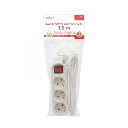 3-as elosztó kapcsolóval 250 V • 10 / 16 A 1,5 m