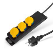   Kültéri hosszabbító elosztó fedéllel - 1,5 m - 3 x 230V - 3 x 1,5 mm2, gumi - IP44