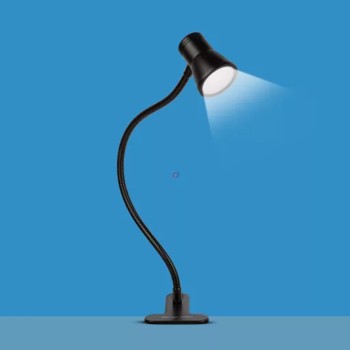 Flexibilis asztali lámpa - csipeszes - USB - állítható fényerő és színhőmérséklet - LED - fém