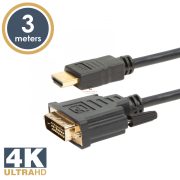 DVI-D / HDMI kábel · 3 m aranyozott csatlakozóval