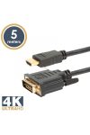DVI-D / HDMI kábel • 5 m aranyozott csatlakozóval