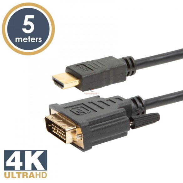 DVI-D / HDMI kábel • 5 m aranyozott csatlakozóval
