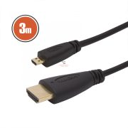 Micro HDMI kábel • 3 m aranyozott csatlakozóval