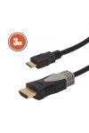 Mini HDMI kábel • 3 m aranyozott csatlakozóval