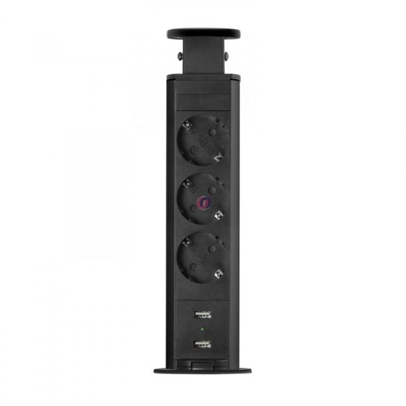 Rejtett elosztó 3-as + 2 x USB - matt fekete