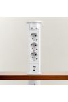 Motoros rejtett elosztó - fehér 3 x 250 V + 2 x USB