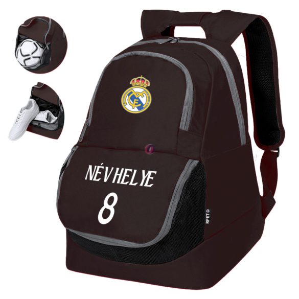 Real Madrid Sport táska, hátizsák személyre szabható egyedi névvel és számmal Fekete