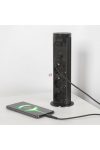 Motoros rejtett elosztó - "Touchcontrol" - 3-as + USB + Type-C - fekete