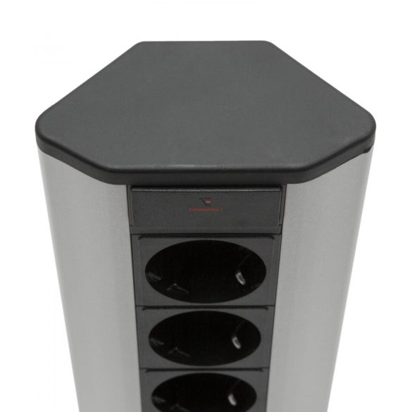 Sarokelosztó 4 x 250V, 16A 2 x USB, 2,1A alumínium ház