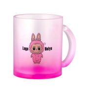   Prémium logózott, fényképes üveg bögre, egyedi grafikával 350 ml átmenetes Fuchsia