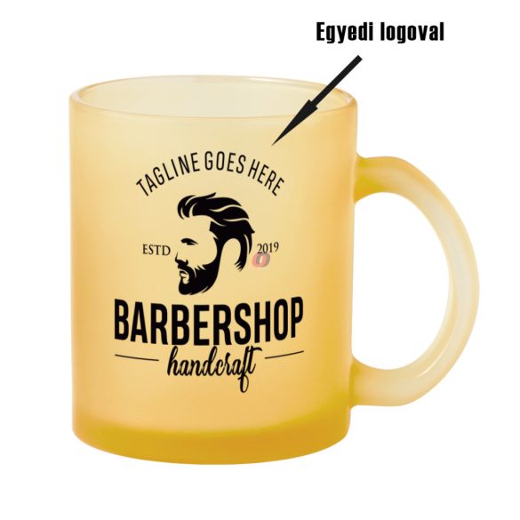Prémium logózott, fényképes üveg bögre, egyedi grafikával 350 ml Narancssárga