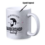   Prémium logózott, fényképes gritteres bögre, egyedi grafikával 350 ml ezüst