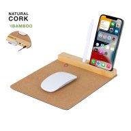   USB hub egérpaddal Multifunkciós – természetes parafa és bambusz kombinációjával