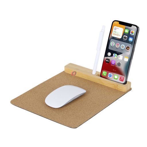 USB hub egérpaddal Multifunkciós – természetes parafa és bambusz kombinációjával