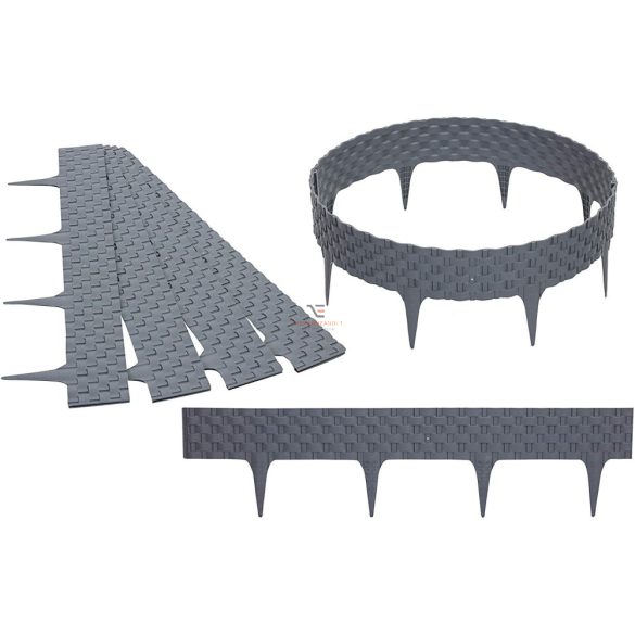 Ágyásszegély rattan hatású 3 db-os szett szürke 240cm DECOnline