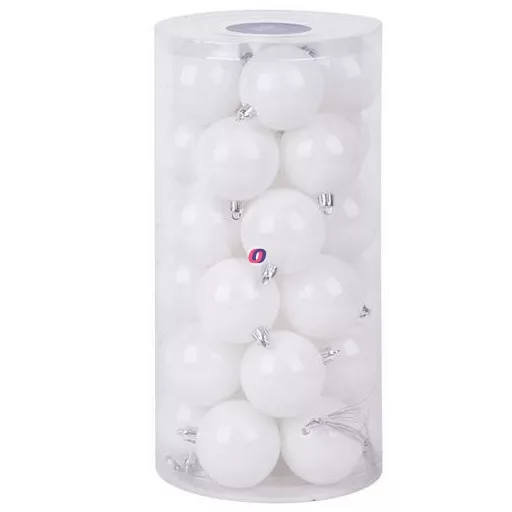 Deconline Karácsonyfadísz fehér 6 cm 30 db-os szett