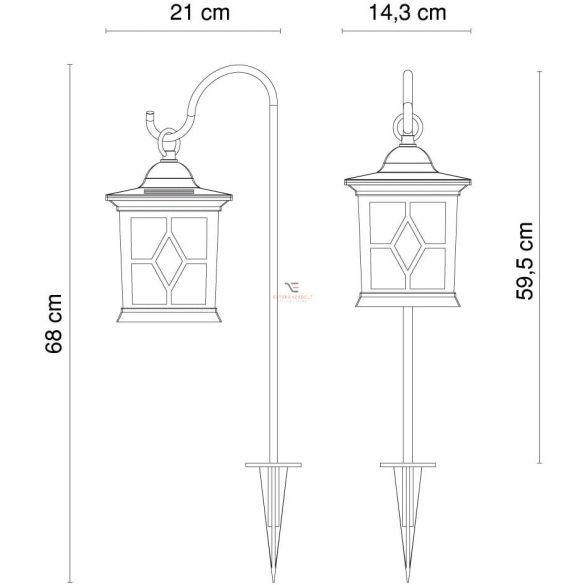 Vintage Napelemes lámpás leszúrható LED 70 cm kandeláber fehér DECOnline