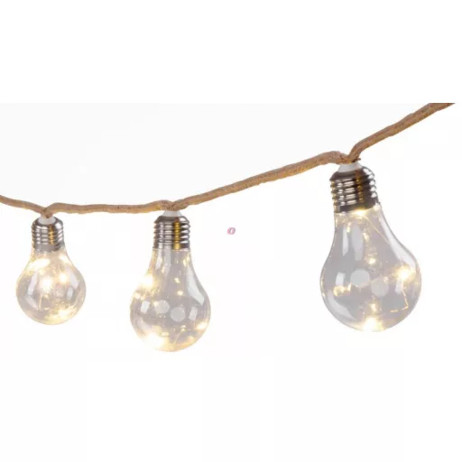 Prémium napelemes party fényfüzér 3,8m Villanykörték kötélen