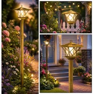   2in1 Napelemes kandeláber, állólámpa 153 cm leszúrható melegfehér