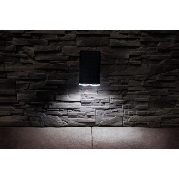 Szolár lámpa, LED, falra/földre, 16x10x27 cm