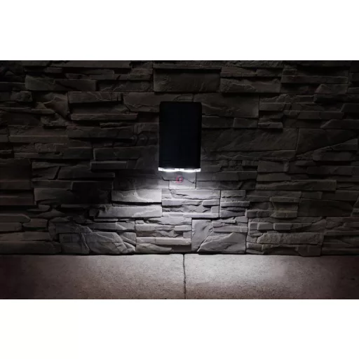 Szolár lámpa, LED, falra/földre, 16x10x27 cm