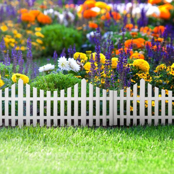 Kerti virágágyás kerítés, ágyásszegély fehér - 2211344