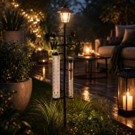   5 in1 kerti Időjárás állomás Napelemes kandeláberrel 160cm DECOnline