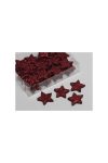 Mini gliteres csillag műanyag 2.5 cm piros 48 db / szett