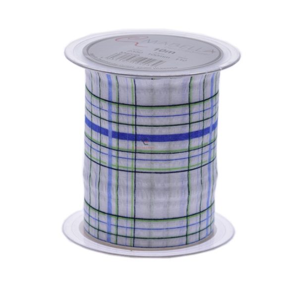 Szalag textil 100mmx10m kék,kockás - 235010011010