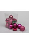 Gömbdísz műanyag 6 cm ciklámen fényes-matt 12 db-os Karácsonyfa gömb
