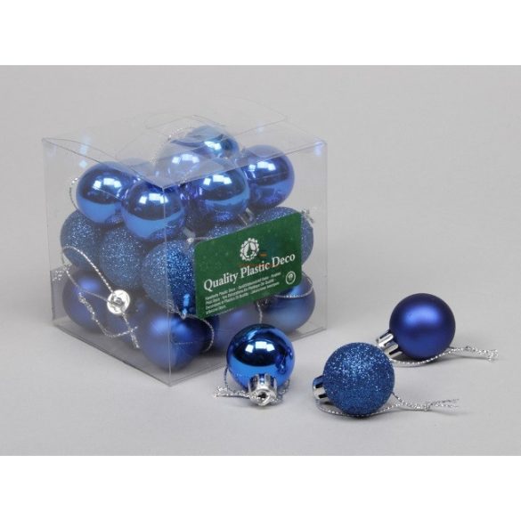 Gömbdísz műanyag 3 cm sötétkék fényes-matt 27 db-os Karácsonyfa gömb