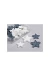 Glitteres csillag műanyag 4/5 cm kék/fehér 24 db / szett Glitteres karácsonyfadísz
