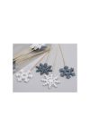 Glitteres hópihe műanyag 8 cm kék/fehér 2 féle 12 db / szett Glitteres karácsonyfadísz