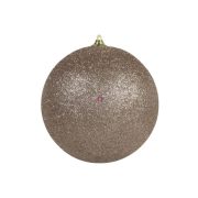 Karácsonyfa gömb glitteres, műanyag, 18 cm, pezsgő