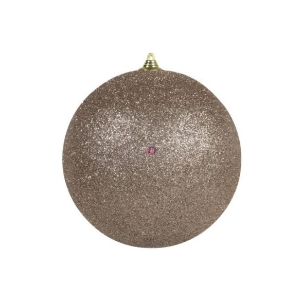 Karácsonyfa gömb glitteres, műanyag, 25 cm, pezsgő