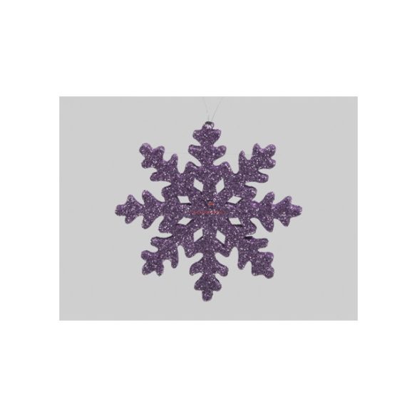 Glitteres hópihe akasztós 12 cm lila 6 db-os glitteres karácsonyfadísz