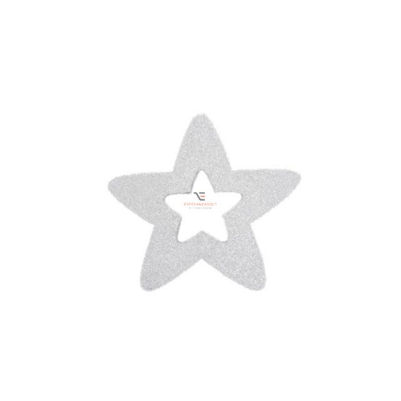 Csillag akasztós 50 cm fehér/ezüst glitteres karácsonyfadísz