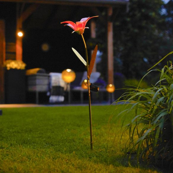 "Lily" Virág alakú leszúrható szolár lámpa  LED 85 cm fém, üveg